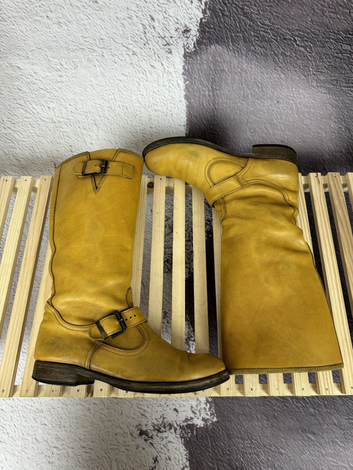 Cowboy Equipment MOMA vintage beige brown leather cowboy high shoes Size US 7.5 / EU 40-41 - 12 Thumbnail