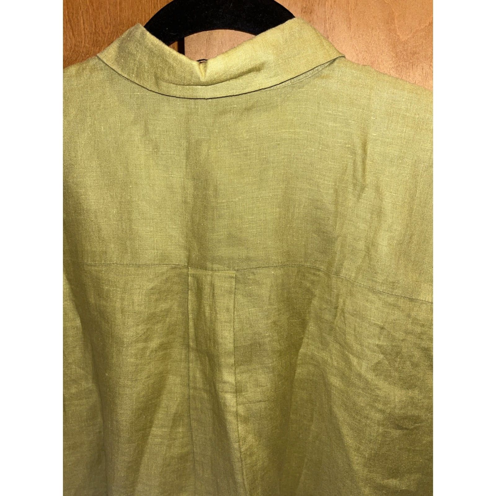 CO VINTAGE Isda & Co Womens M Linen Tunic Blouse Long Sleeve Button Up Collar Green 90s Bohemian Size M / US 6-8 / IT 42-44 - 5 Thumbnail