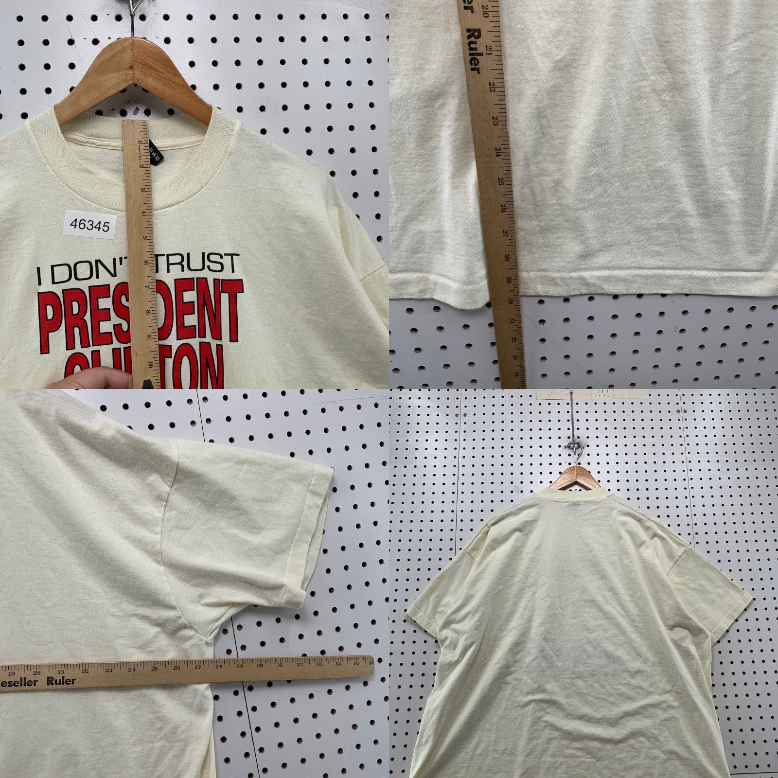 Fruit Of The Loom VINTAGE Vintager Funny Bill Clinton Shirt Mens 3XL White Single Stitch Hillary 90s USA Size US XXL / EU 58 / 5 - 8 Thumbnail