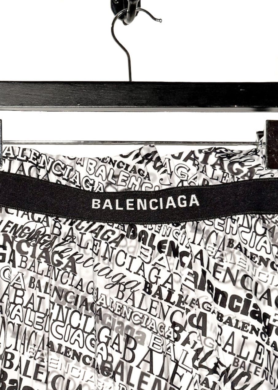 Balenciaga Balenciaga 2019 White Black Logo Printed Pleated Midi Skirt Size 27" / US 4 / IT 40 - 6 Thumbnail