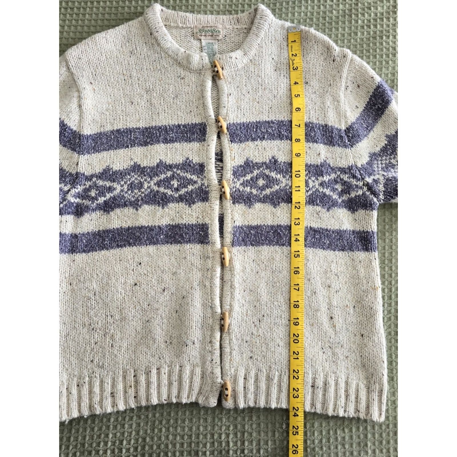 Vintage VTG St. Johns Bay Cardigan Sweater Cottagecore Wood Toggle Button Cream XS? Size L / US 10 / IT 46 - 7 Thumbnail