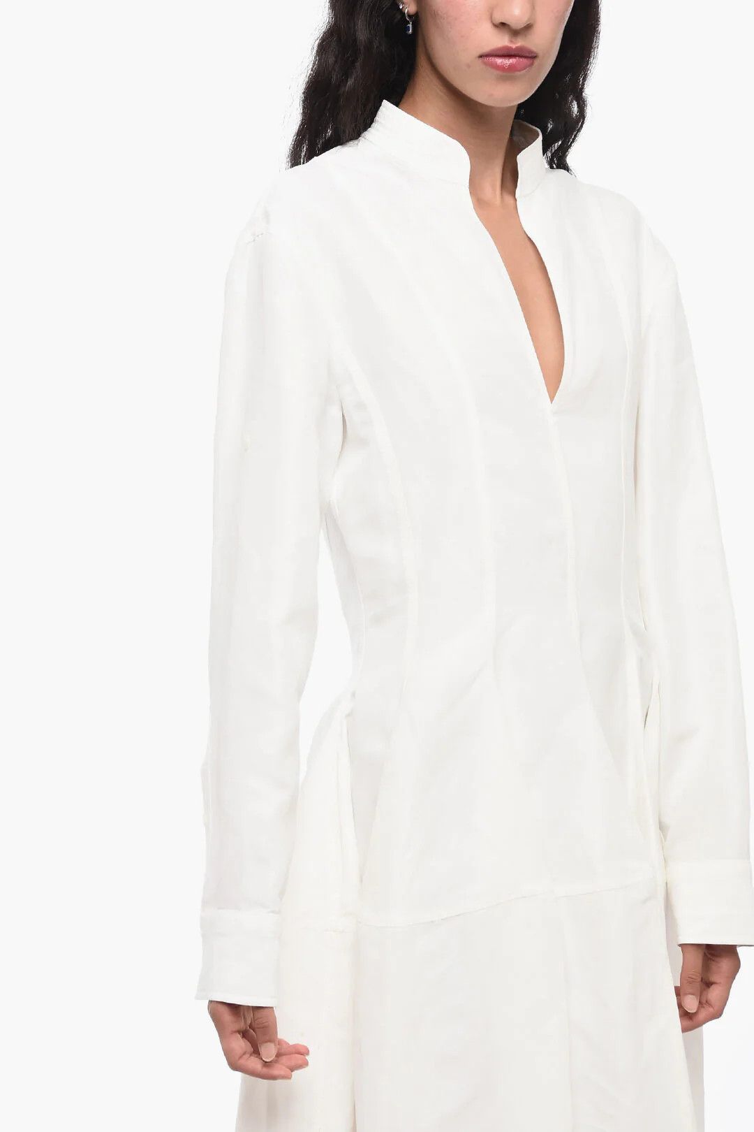 Bottega Veneta og1mm0426 Linen-Blend Dress in White Size M / US 6-8 / IT 42-44 - 4 Thumbnail