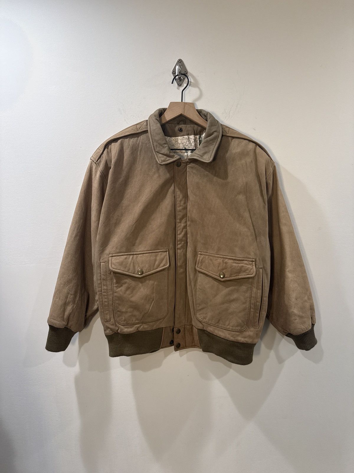 Vintage Vintage Savage Suede Leather Bomber Jacket Map Lining Size US M / EU 48-50 / 2 - 1 Thumbnail