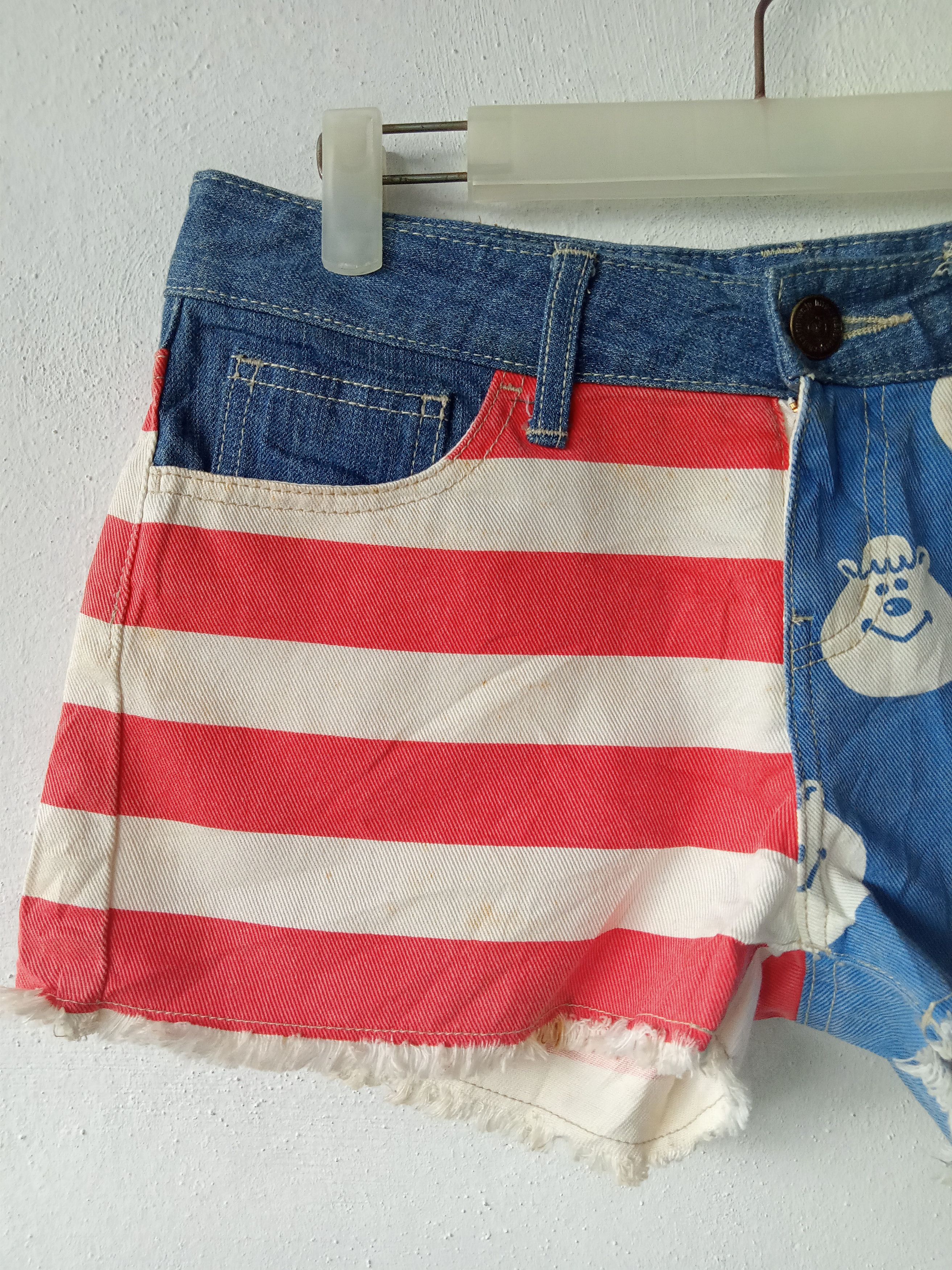 Seditionaries Japanese Brand Flag Print Cut Off Short Denim Size 29" - 3 Thumbnail
