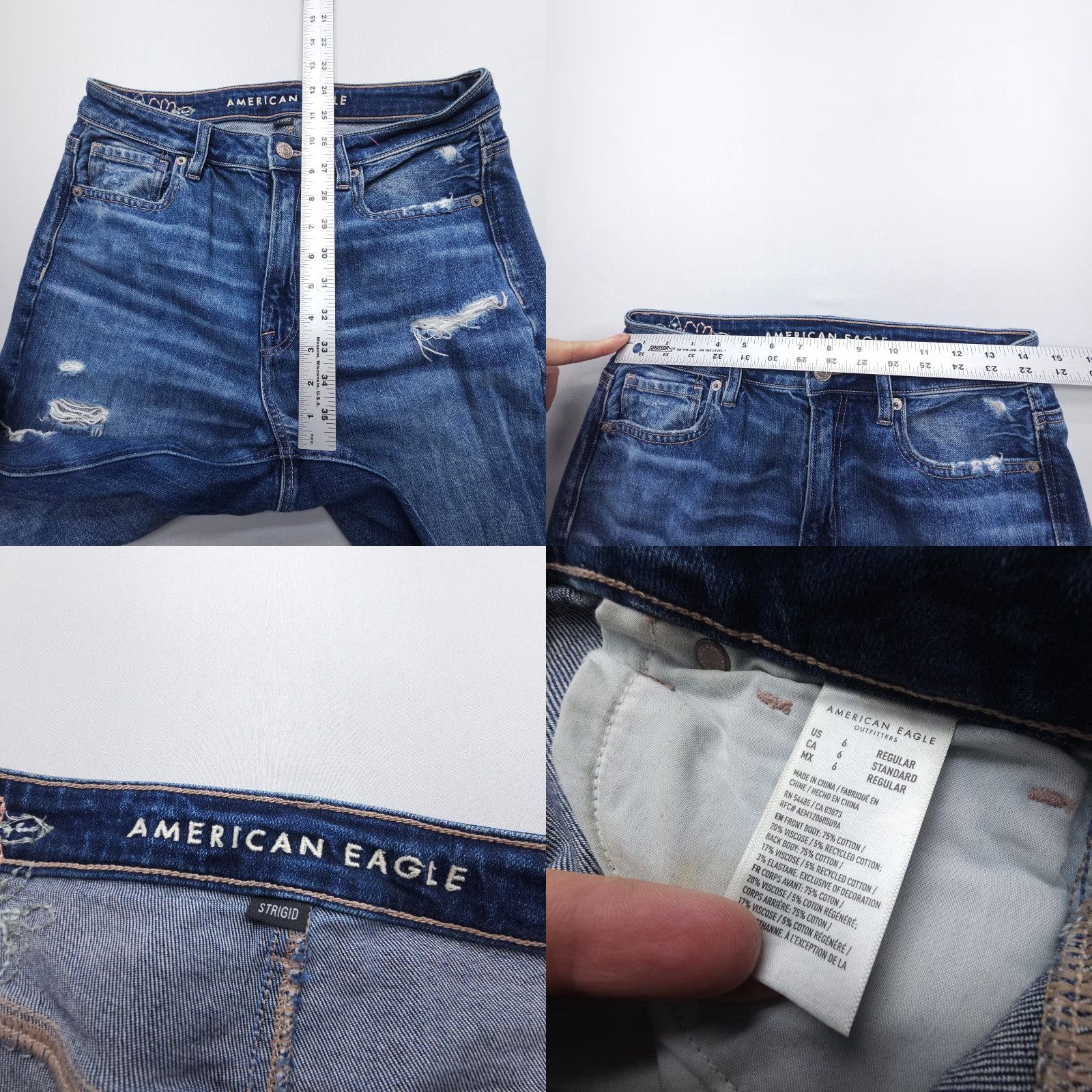 American Eagle Outfitters VINTAGE American Eagle Outfitters Mom Jeans Size 6 Distressed High Rise Dark Wash Floral Logo Blue Denim 90s Womens Jeans Size 28" / US 6 / IT 42 - 8 Thumbnail