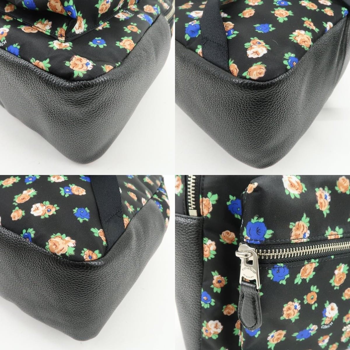 Coach Coach Charlie Floral Nylon & Leather Backpack Black Size ONE SIZE - 5 Thumbnail