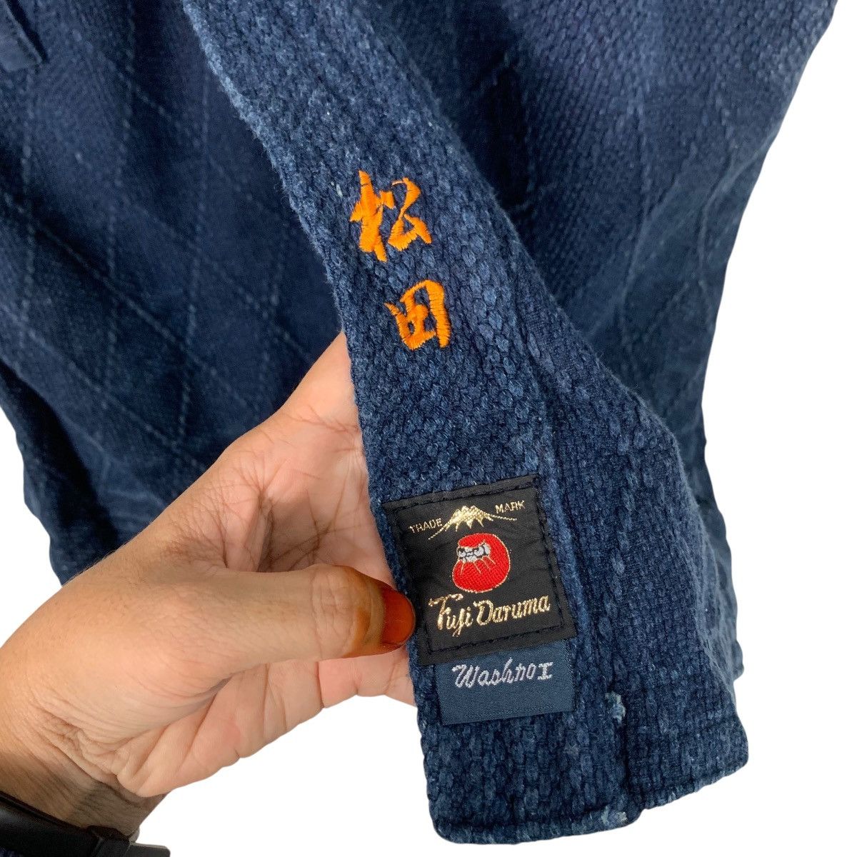 Vintage FUJI DARUMA Indigo Sashiko Thick Weave Kimono #3567-C163 Size US L / EU 52-54 / 3 - 13 Thumbnail