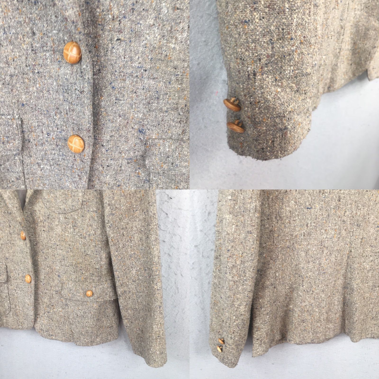 Vintage VINTAGE Happy Legs Blazer Juniors 11 Tan Brown Tweed Jacket Coat Wool Long Sleeve Button Collared Lined 70s College Preppy Womens Mens? Size L / US 10 / IT 46 - 9 Thumbnail