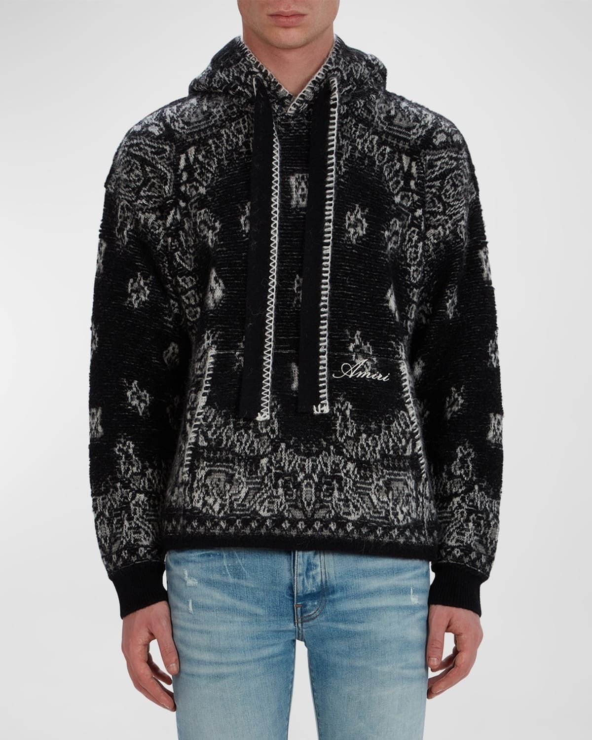 Amiri o1y0525 Logo Hoodie in Black/White Size US L / EU 52-54 / 3 - 3 Thumbnail