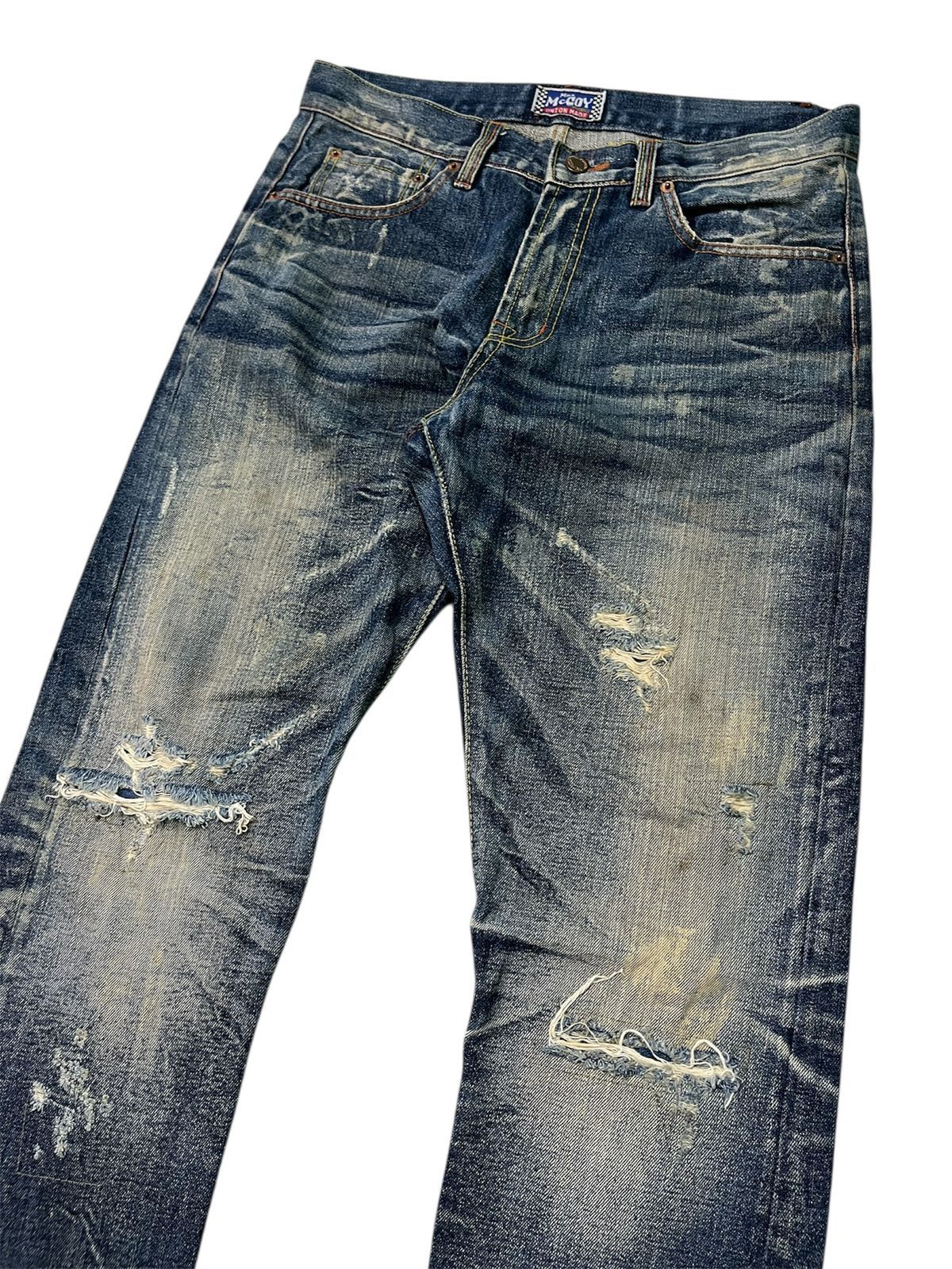 The Real McCoy's Mr.Mccoy Distressed Flare Denim Size US 30 / EU 46 - 3 Thumbnail