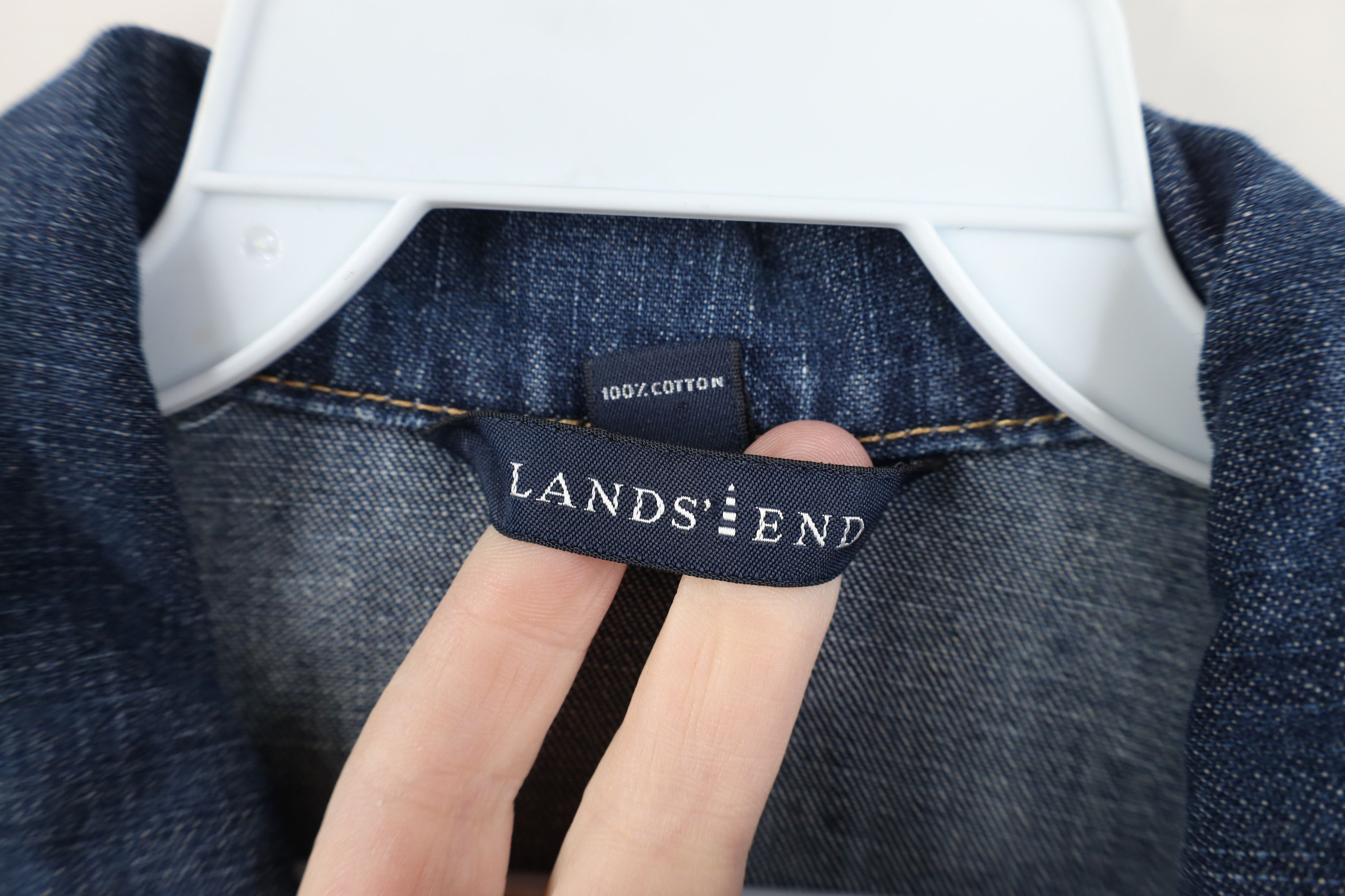 Lands' End Vintage 90s Y2K Lands End Babydoll Denim Jean Trucker Jacket Size XS / US 0-2 / IT 36-38 - 9 Thumbnail