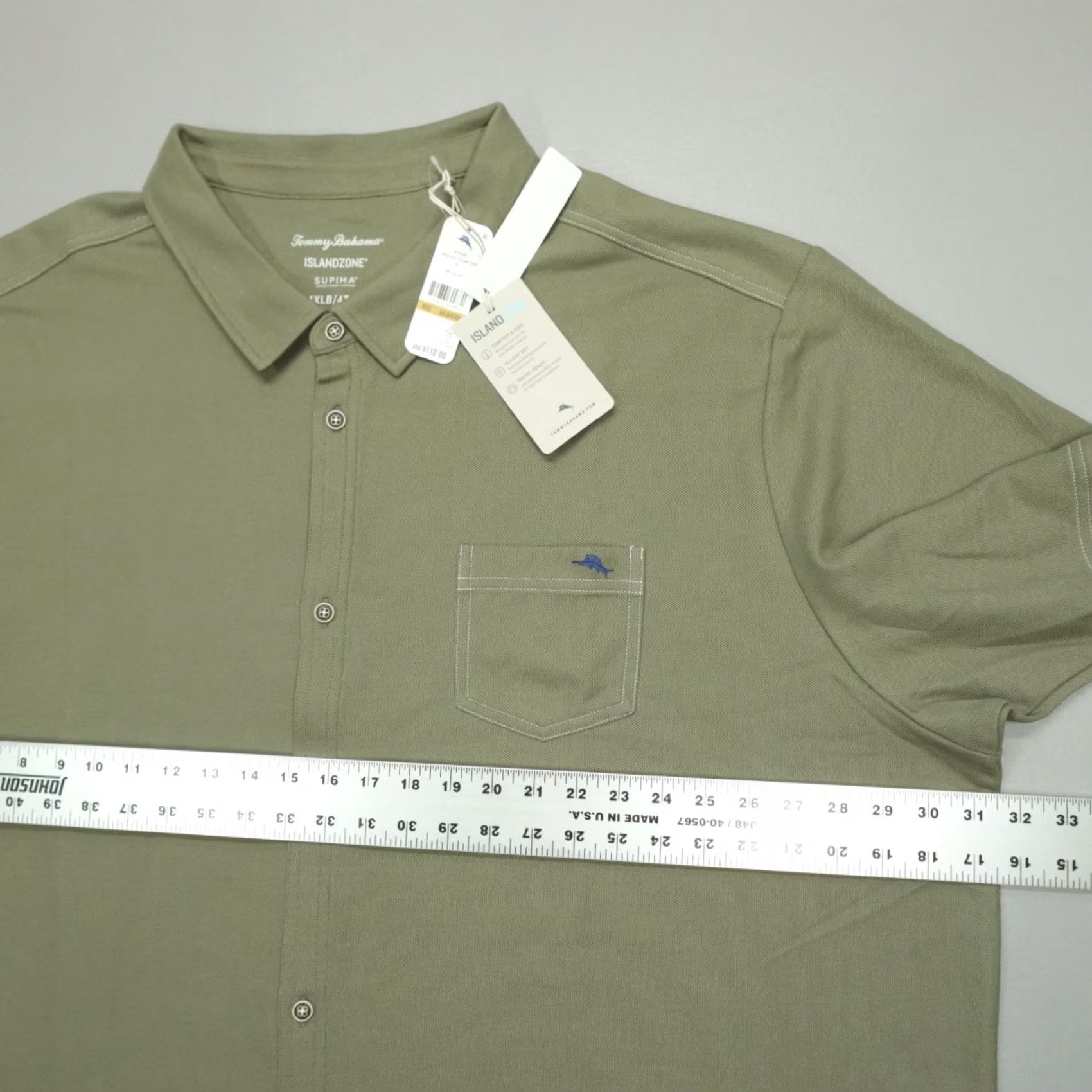Tommy Bahama Tommy Bahama Emfielder Shirt Supima Cotton Blend B&T Men's Big 4XLT Tea Leaf Shirt Size US XXL / EU 58 / 5 - 6 Thumbnail