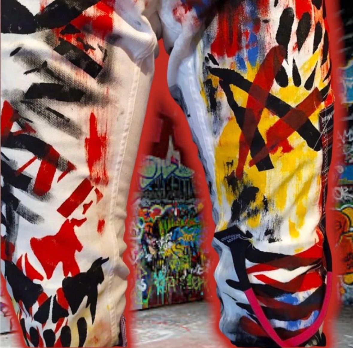Levi's 🆕 MiSHaBoY Custom 1 of 1 Hand Painted 🎨 CRiMe SceNe DeNiM👖🔥 Size US 32 / EU 48 - 3 Thumbnail