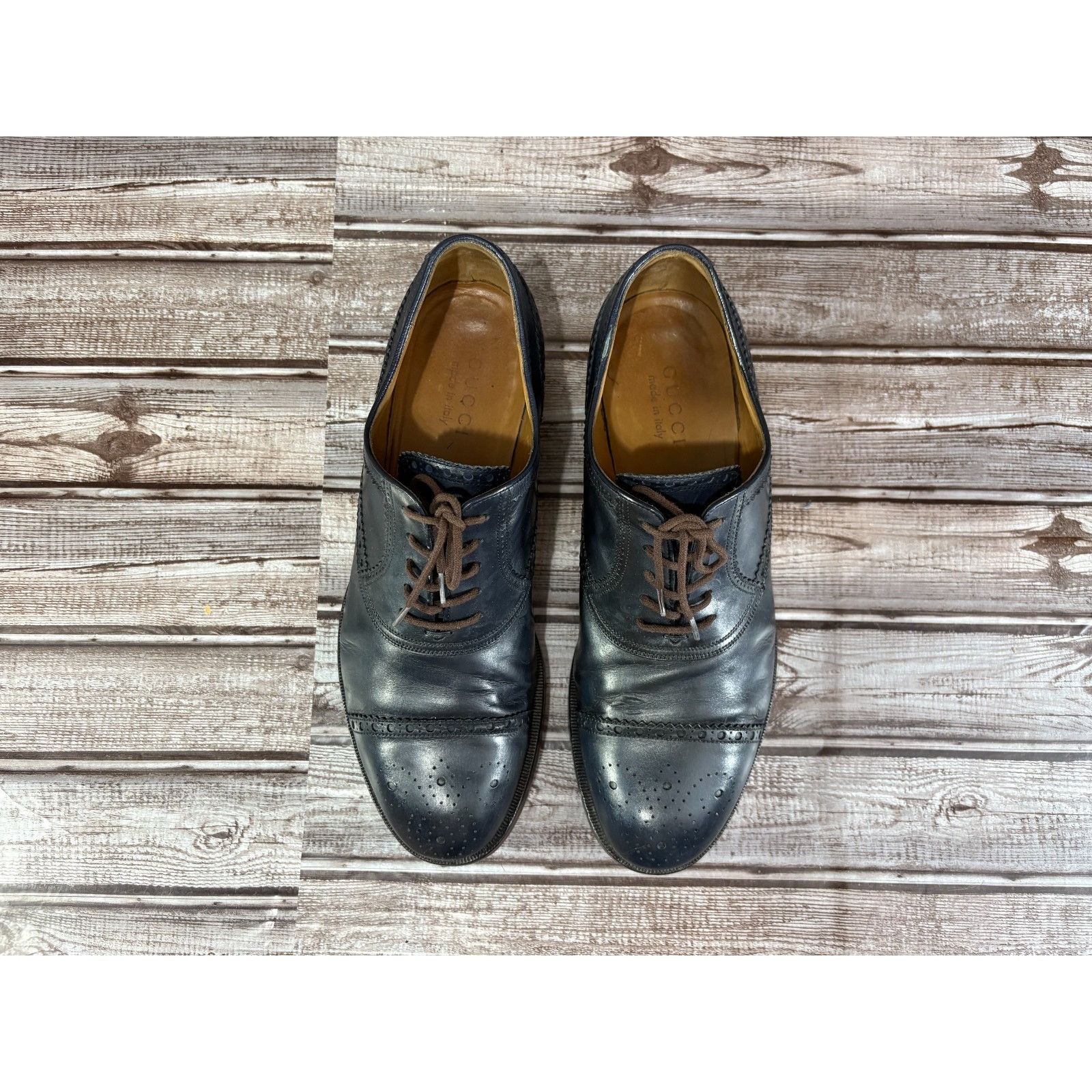 Gucci Gucci leather Oxford Brogue Shoes size US 9 color blue made Size US 9 / EU 42 - 2 Thumbnail