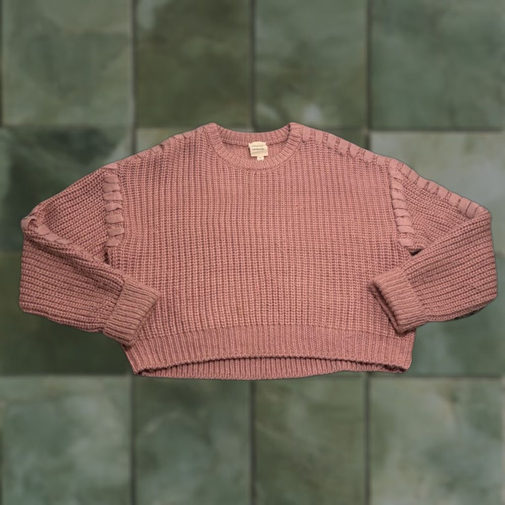 Cinq a Sept Cinq à Sept Lennon Sweater Women's M Pink Sand Stitch-Detail Knit Crew Neck Dolman Long Sleeve Pullover Knit Size M / US 6-8 / IT 42-44 - 1 Thumbnail