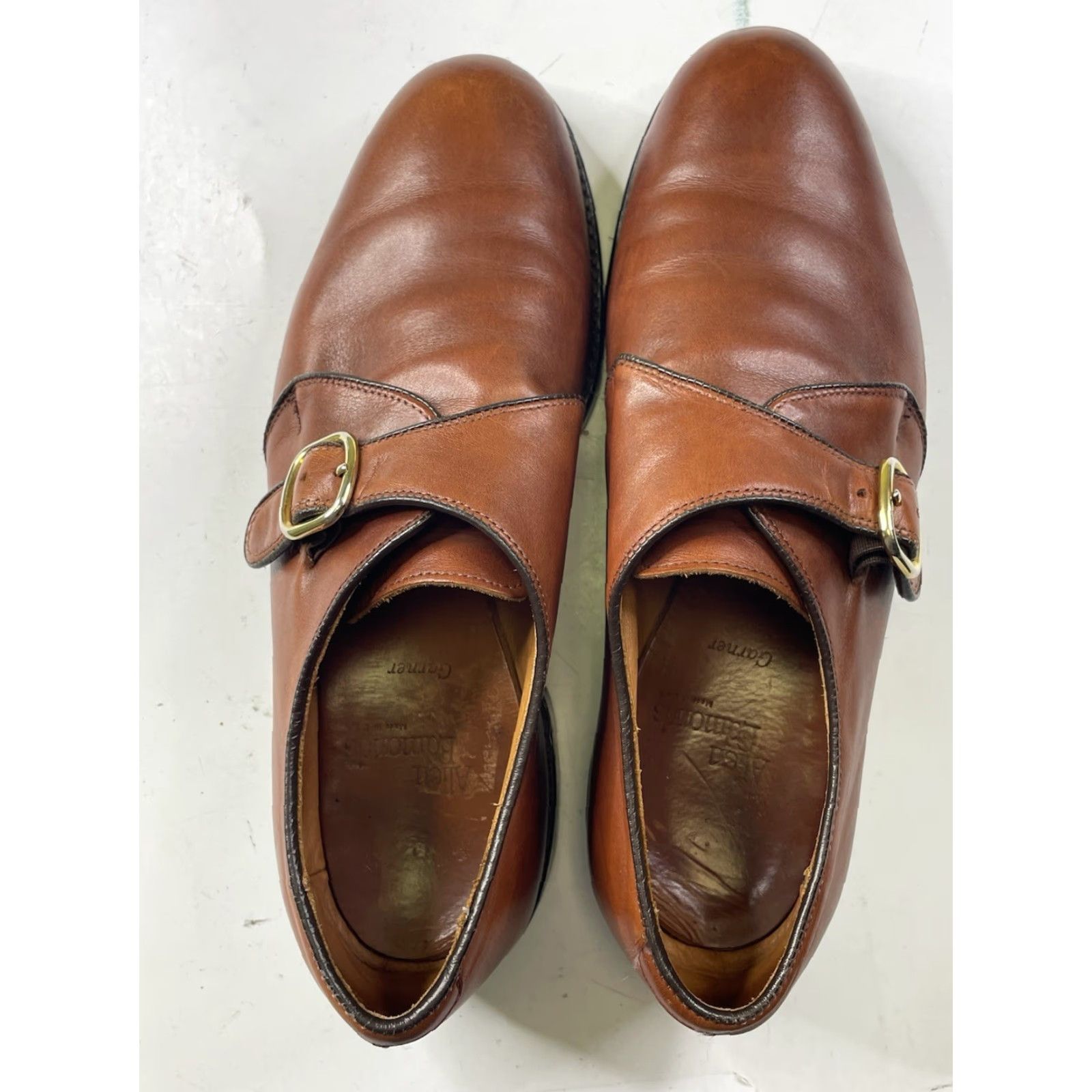 Allen Edmonds VINTAGE? No — Allen Edmonds Garner Monk Strap Loafers USA Made Burnished Calf Skin Sz 9.5 Mens Brown Leather Dress Shoes Buckle Strap Navy? Size US 10 / EU 43 - 6 Thumbnail