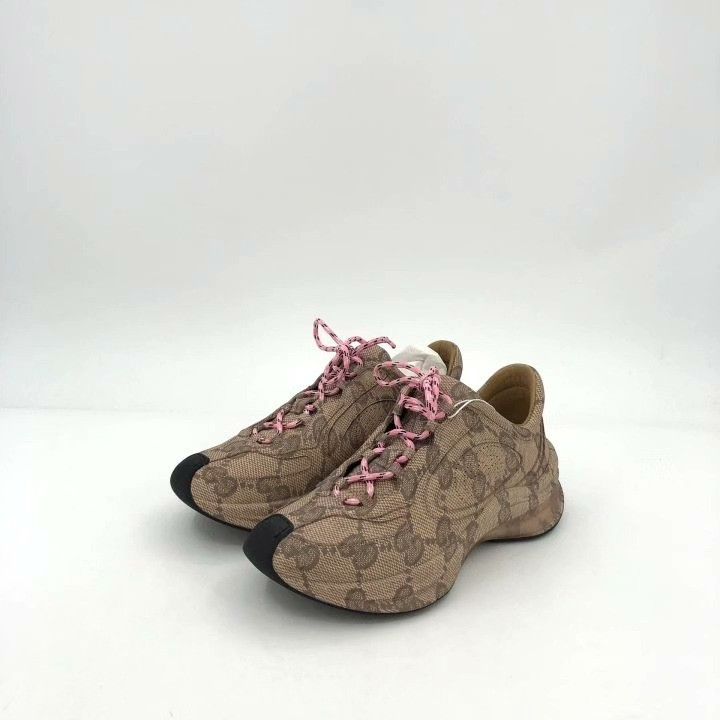 Gucci Gucci Run Brown Logo Print Sneakers Size US 4.5 / IT 34.5 - 1 Thumbnail