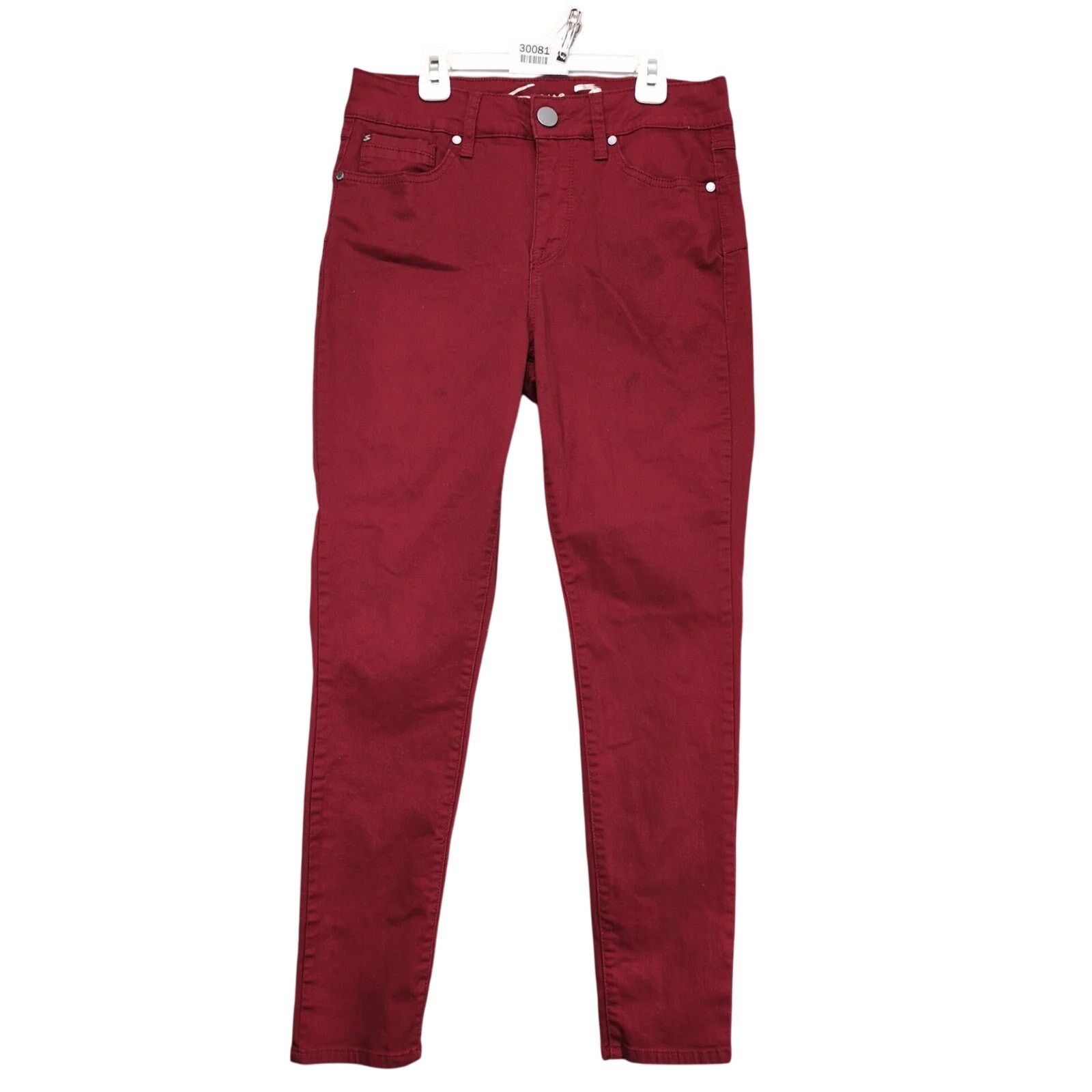 Seven 7 Seven7 High Rise Skinny Burgundy Jeans Womens 8 Booty-Shaper Size 30" / US 8 / IT 44 - 1 Thumbnail