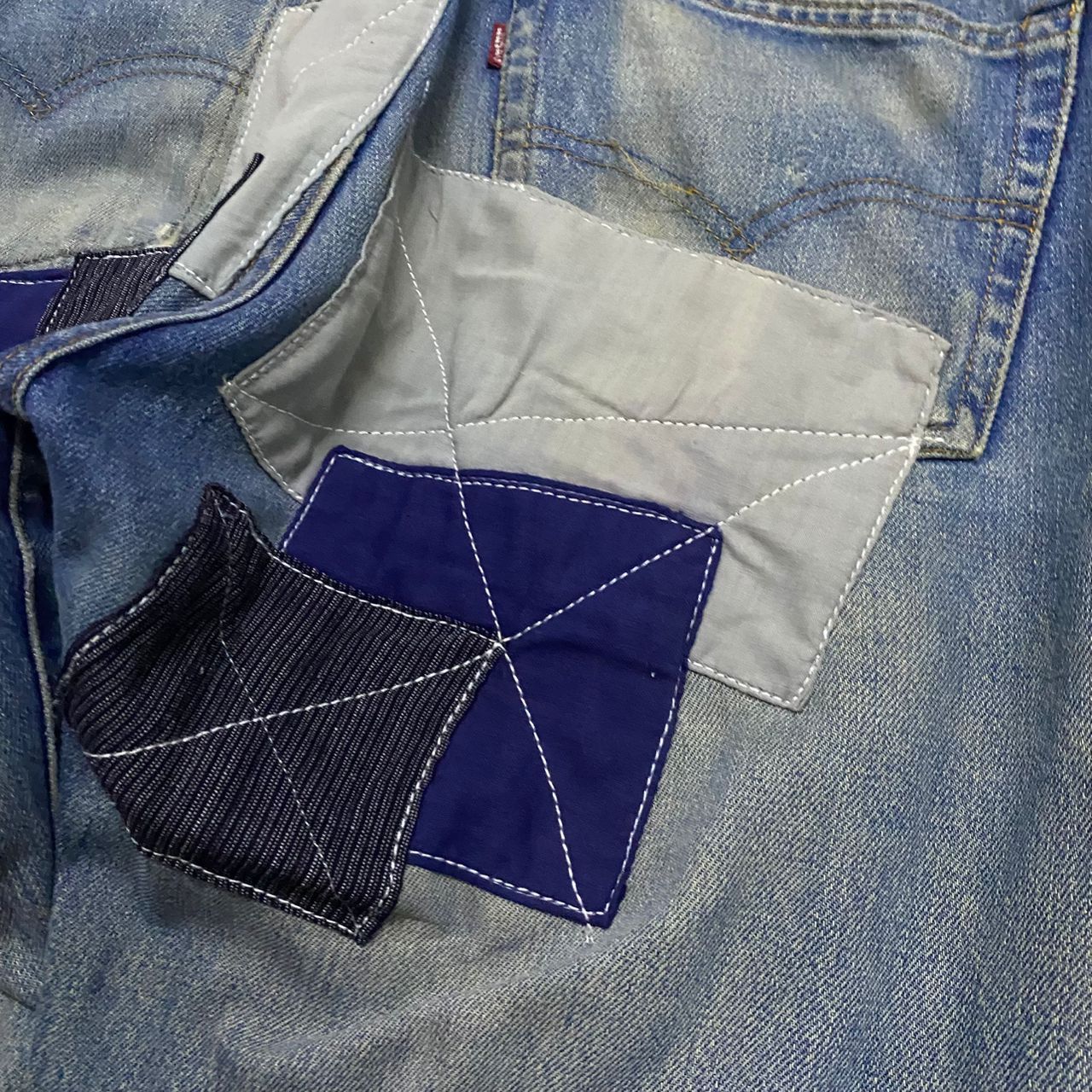 Levi's Vintage 90s Levis 501 Selvegde Patchwork Kurt Cobain Style Size US 33 - 10 Thumbnail