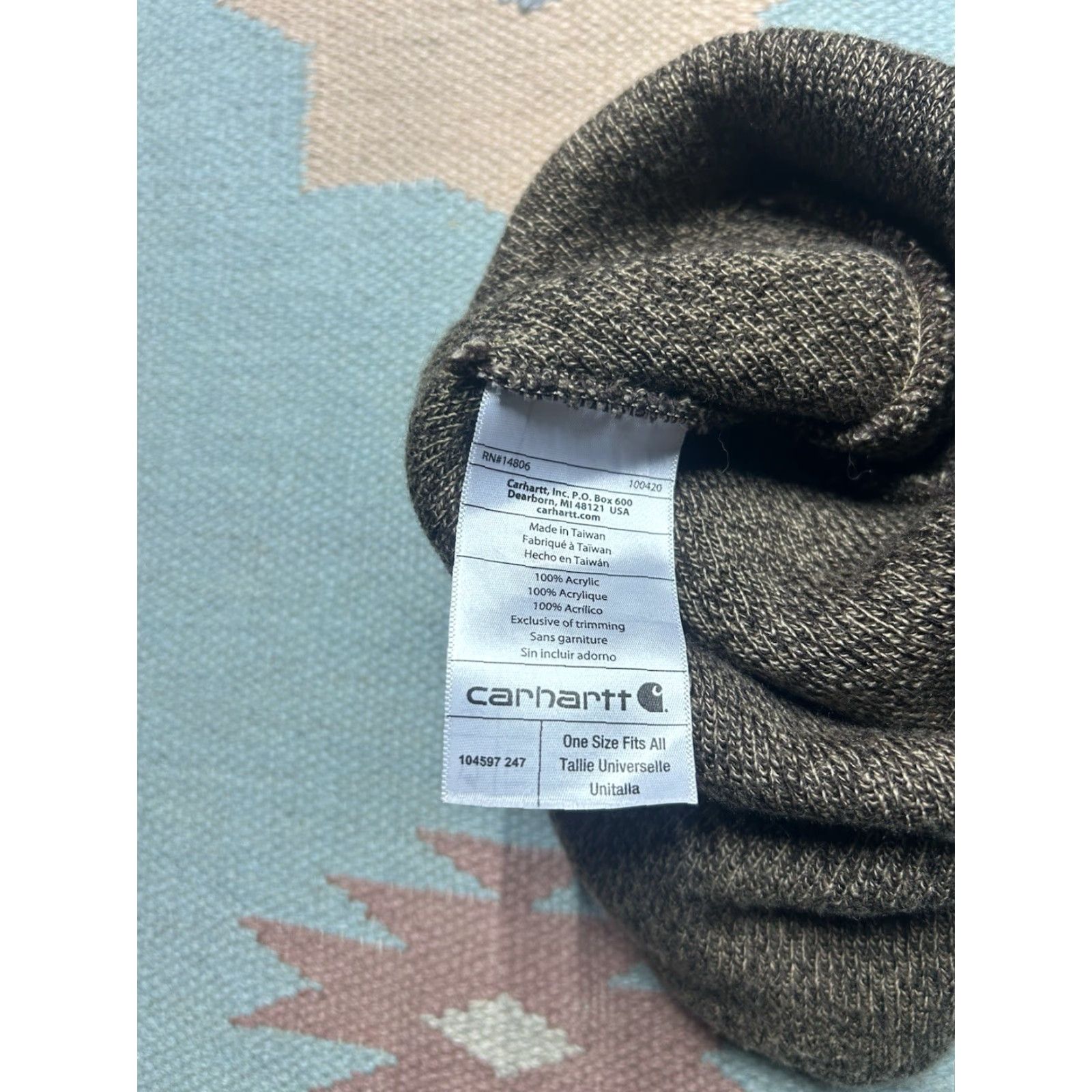Carhartt VINTAGE Carhartt knit beanie watch cap winter hat Sticky weed dispensary Michigan OSFA Mens One Size Brown Size ONE SIZE - 5 Thumbnail