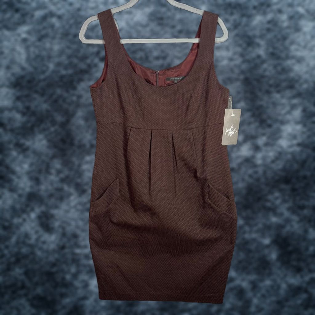 Vintage David Meister Brown Textured Sheath Dress Womens Size 8 Sleeveless Party Cocktail New Size M / US 6-8 / IT 42-44 - 1 Thumbnail