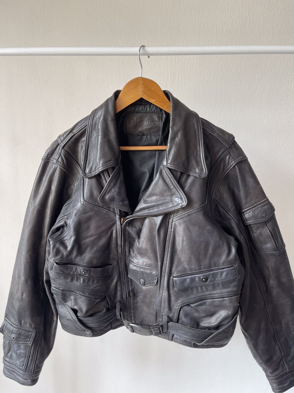 Rare 90s Kadoya Leather Motorcycle Jacket