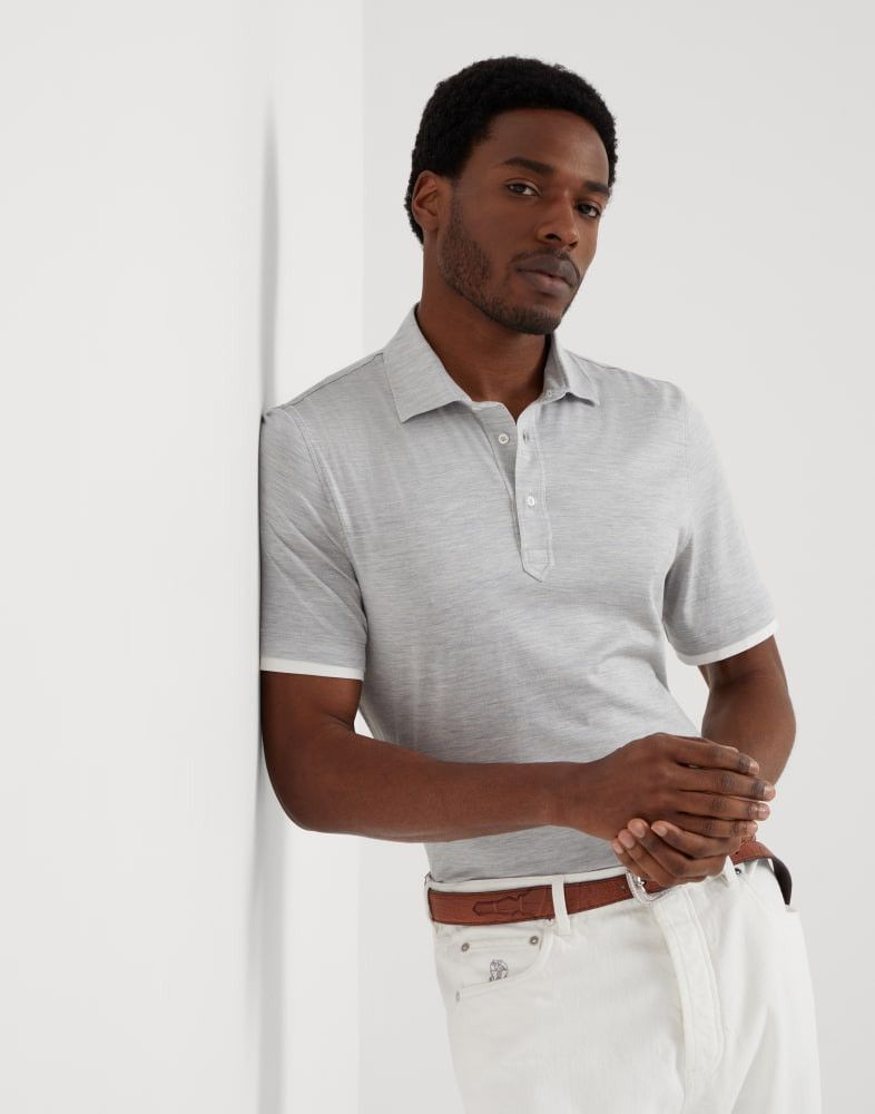 Brunello Cucinelli o1w1db10825 Polo T-Shirt in Grey Size US M / EU 48-50 / 2 - 3 Thumbnail