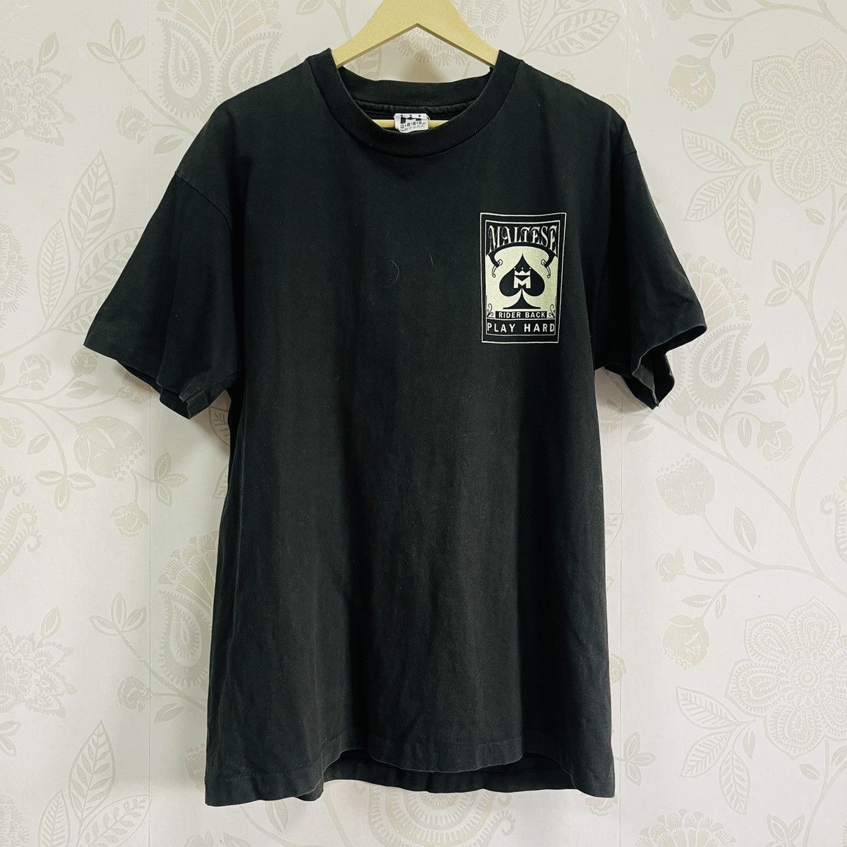 Vintage Faded Black MALTESE Rider Back Play Hard TShirt Size US L / EU 52-54 / 3 - 4 Thumbnail