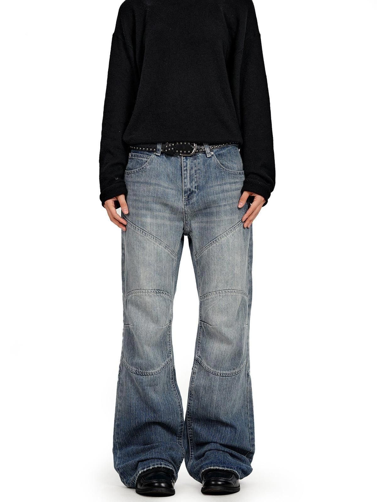 Jean Bamboo-Texture Patchwork Deconstructed Wide-Leg Denim Size US 32 / EU 48 - 2 Thumbnail