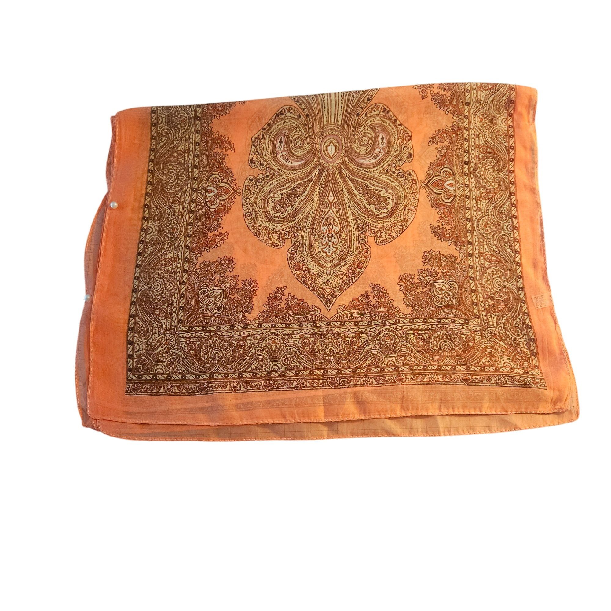 Other Sheer Paisley Scarf Pearl Buttons Cottage Core Elegance Boho Size ONE SIZE - 7 Thumbnail