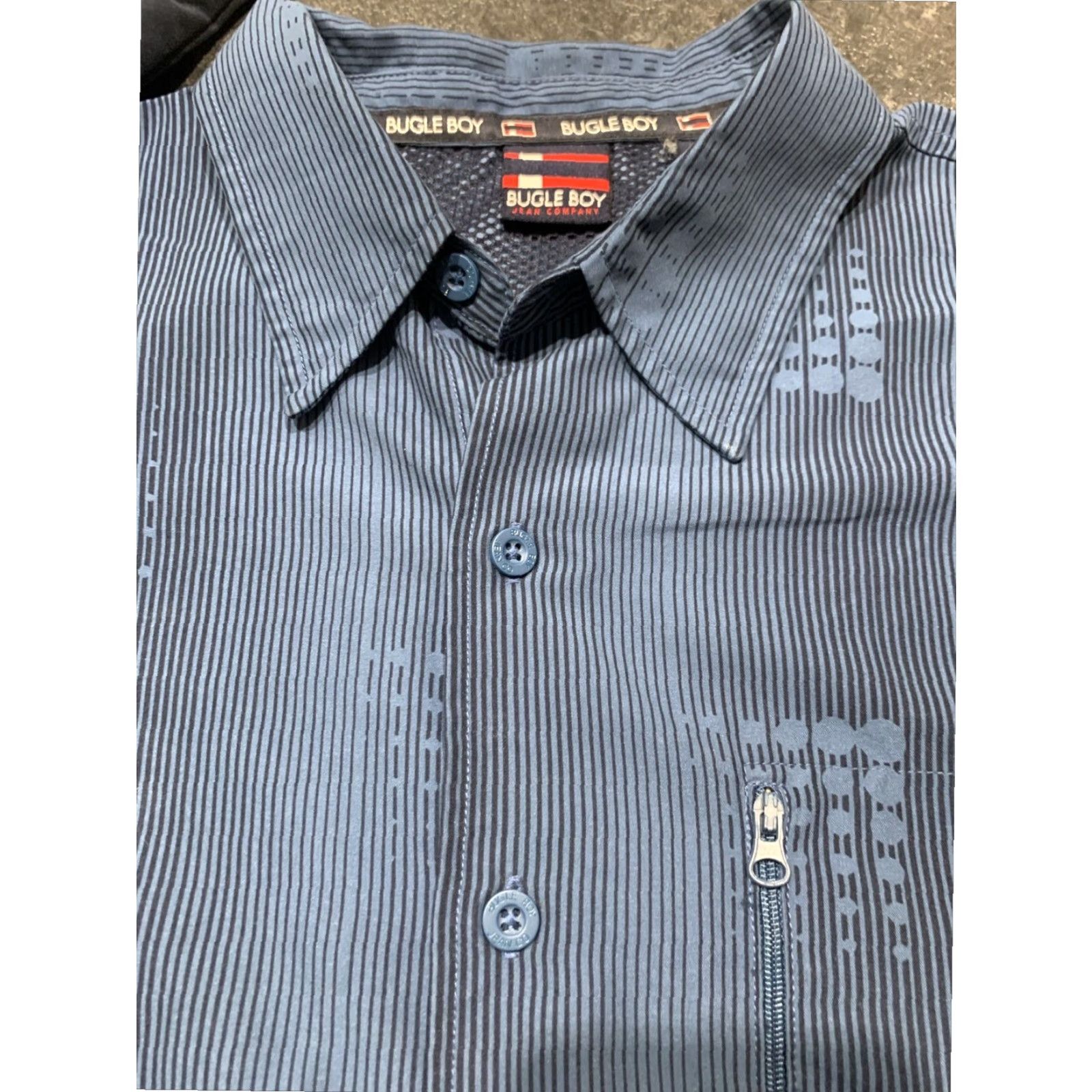 Bugle Boy VINTAGE Bugle Boy Button Up Shirt Mens Large Blue Long Sleeve Geometric Pattern 90s Size US L / EU 52-54 / 3 - 6 Thumbnail