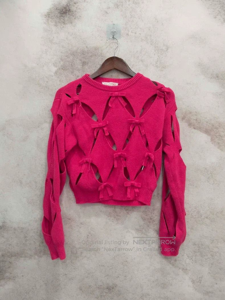 Valentino Valentino Knitted bow openwork sweater Size S / US 4 / IT 40 - 1 Thumbnail