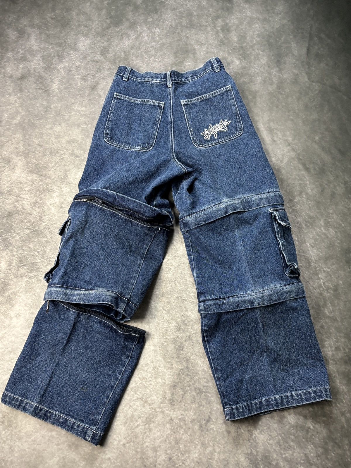 JNCO × Southpole × Vintage 1990s Extreme Zone Denim Cargo Pants Vintage Rave Jorts Zip Size 26" / US 2 / IT 38 - 5 Thumbnail