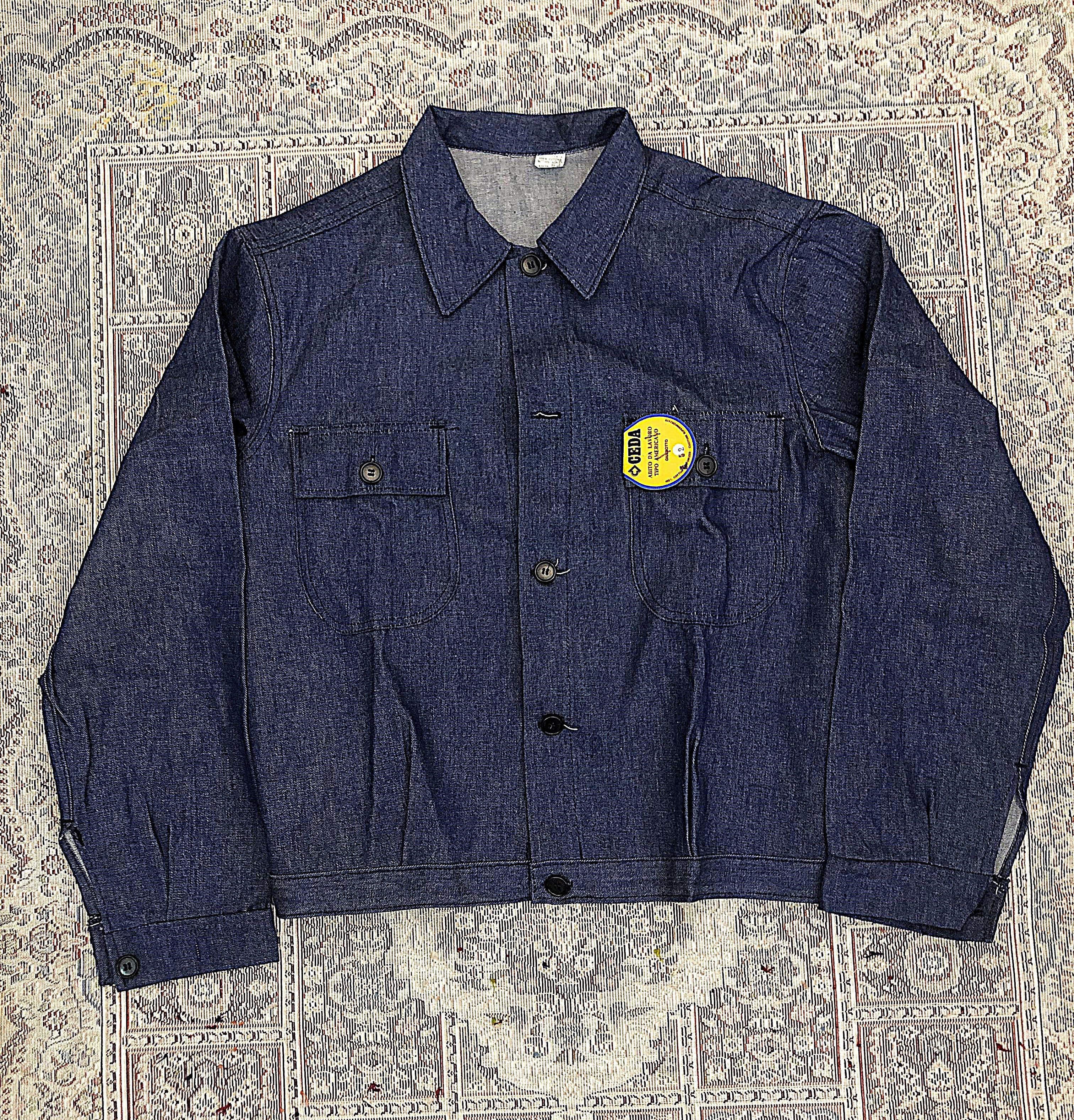 Vintage 70s Type 2 Denim Jacket Dark Wash indigo Size 52 M