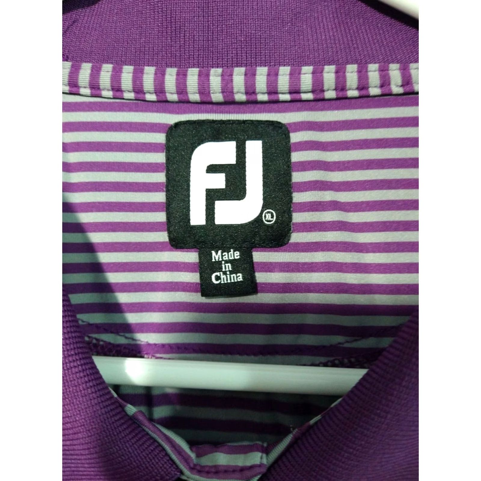 Footjoy FootJoy Polo Mens XL Purple Striped Short Sleeve Golf Performance Shirt Size US XL / EU 56 / 4 - 5 Thumbnail