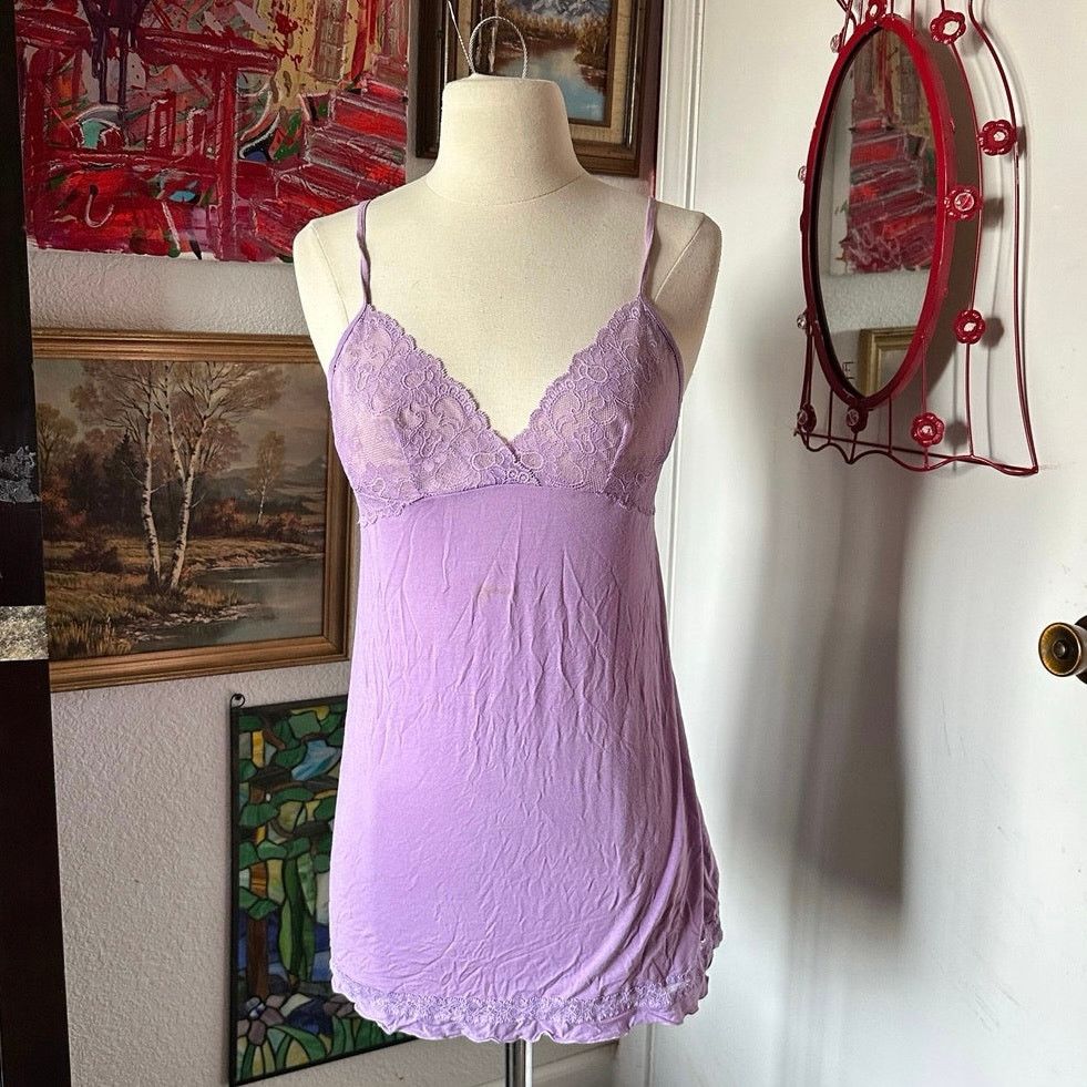Victoria's Secret STAINED victorias secret light purple lace slip tank top Size ONE SIZE - 1 Thumbnail