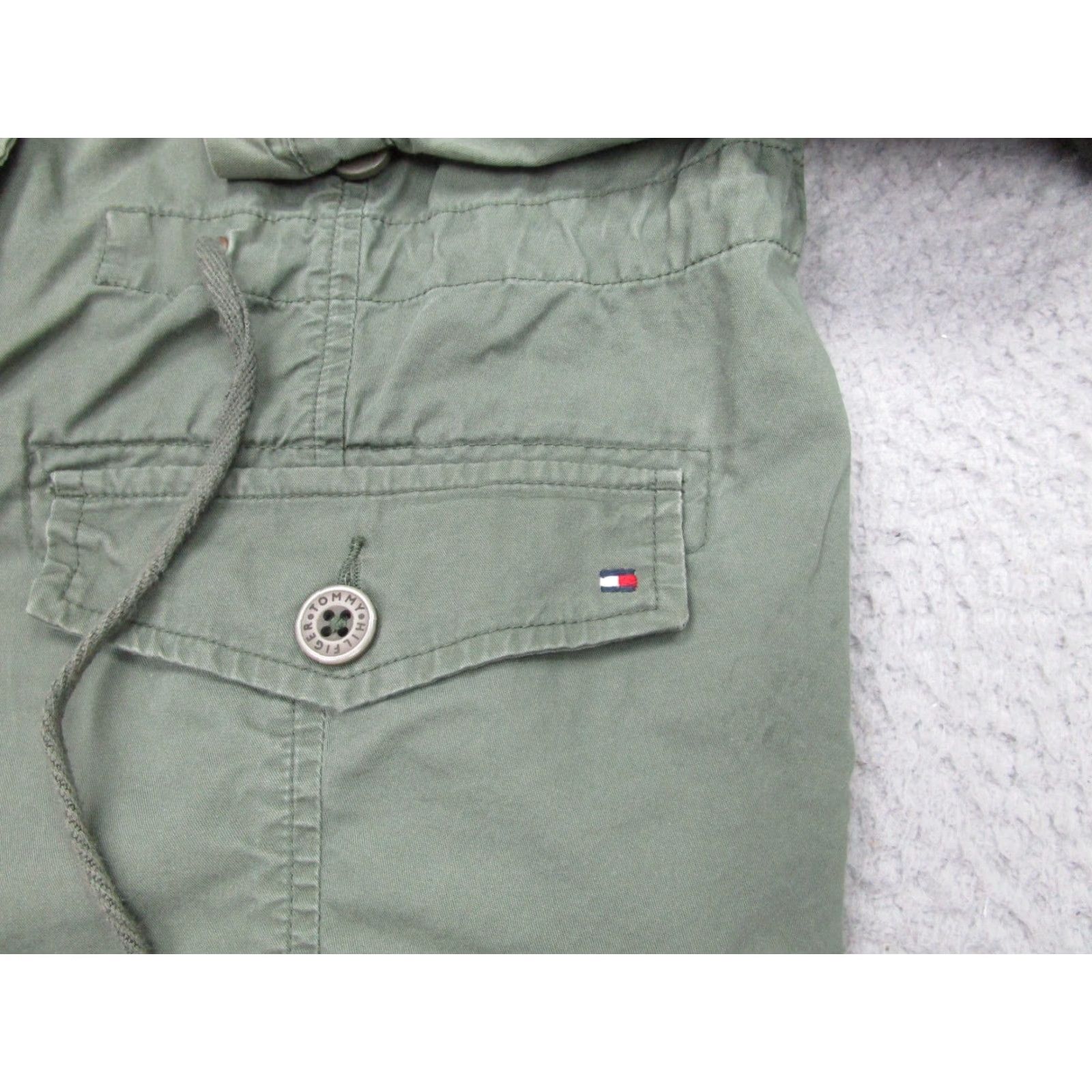 Tommy Hilfiger VINTAGE Tommy Hilfiger Jacket Womens M Green Military Twill Army Cargo Utility Tie Waist Jacket Size M / US 6-8 / IT 42-44 - 4 Thumbnail