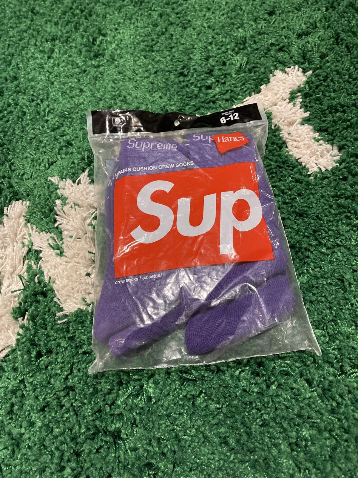 Hanes × Supreme SS21 Supreme Crew Socks (4 Pack) Purple BRAND NEW Size ONE SIZE - 2 Thumbnail
