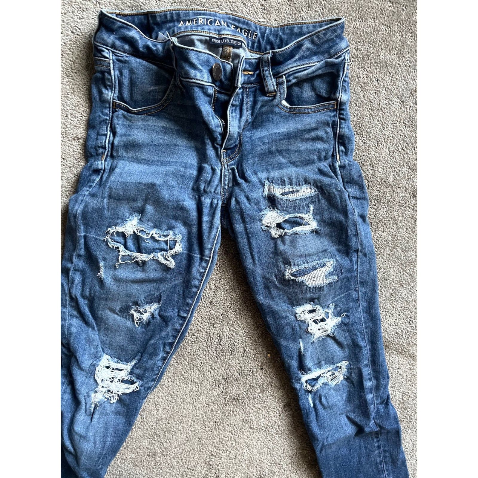 American Eagle Outfitters VINTAGE American Eagle Outfitters Blue Denim Jegging Pants Women's Size 4 Regular Stretch Distressed Size 27" / US 4 / IT 40 - 5 Thumbnail