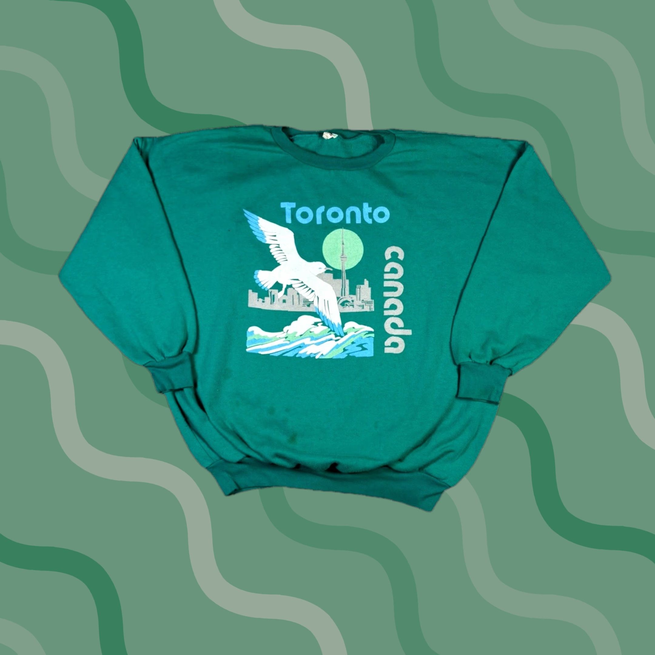Vintage VINTAGE Seagull Ocean Art Sweatshirt 90s Adult XL Green Cotton Knit Crew Neck Pullover Graphic Print Logo Menoys? Size US XL / EU 56 / 4 - 1 Thumbnail