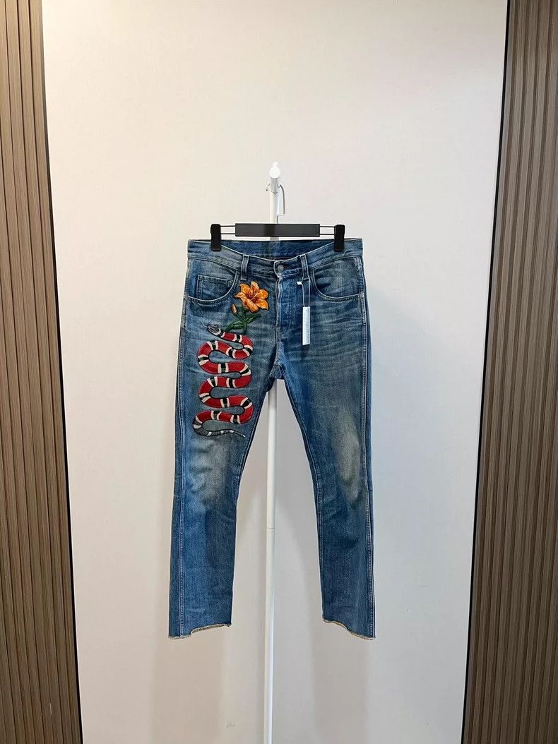 Gucci Gucci Coral snake patch casual jeans Size US 31 - 1 Thumbnail