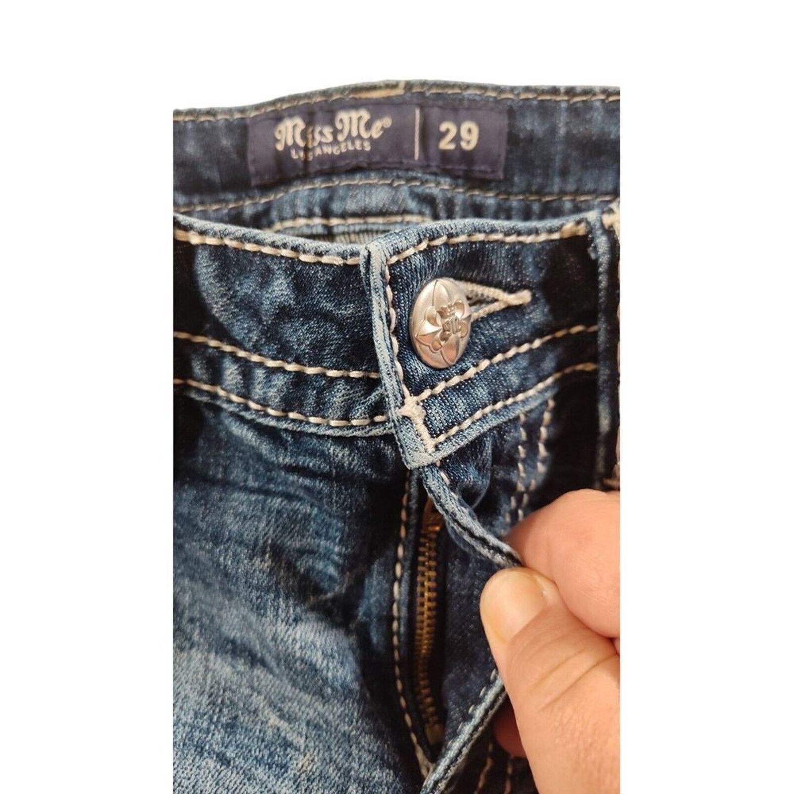 Miss Me Miss Me Straight Womens Jeans 29 Selvedge Bling Distressed Size 29" - 12 Thumbnail