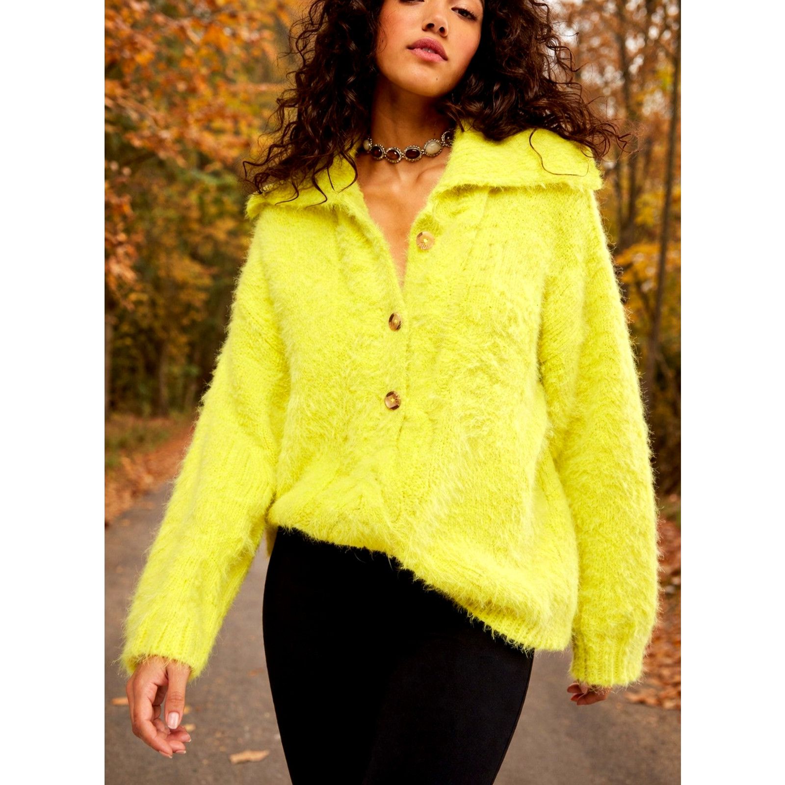 Free People Free People Lemon Tonic Sweater Size L Size L / US 10 / IT 46 - 1 Thumbnail