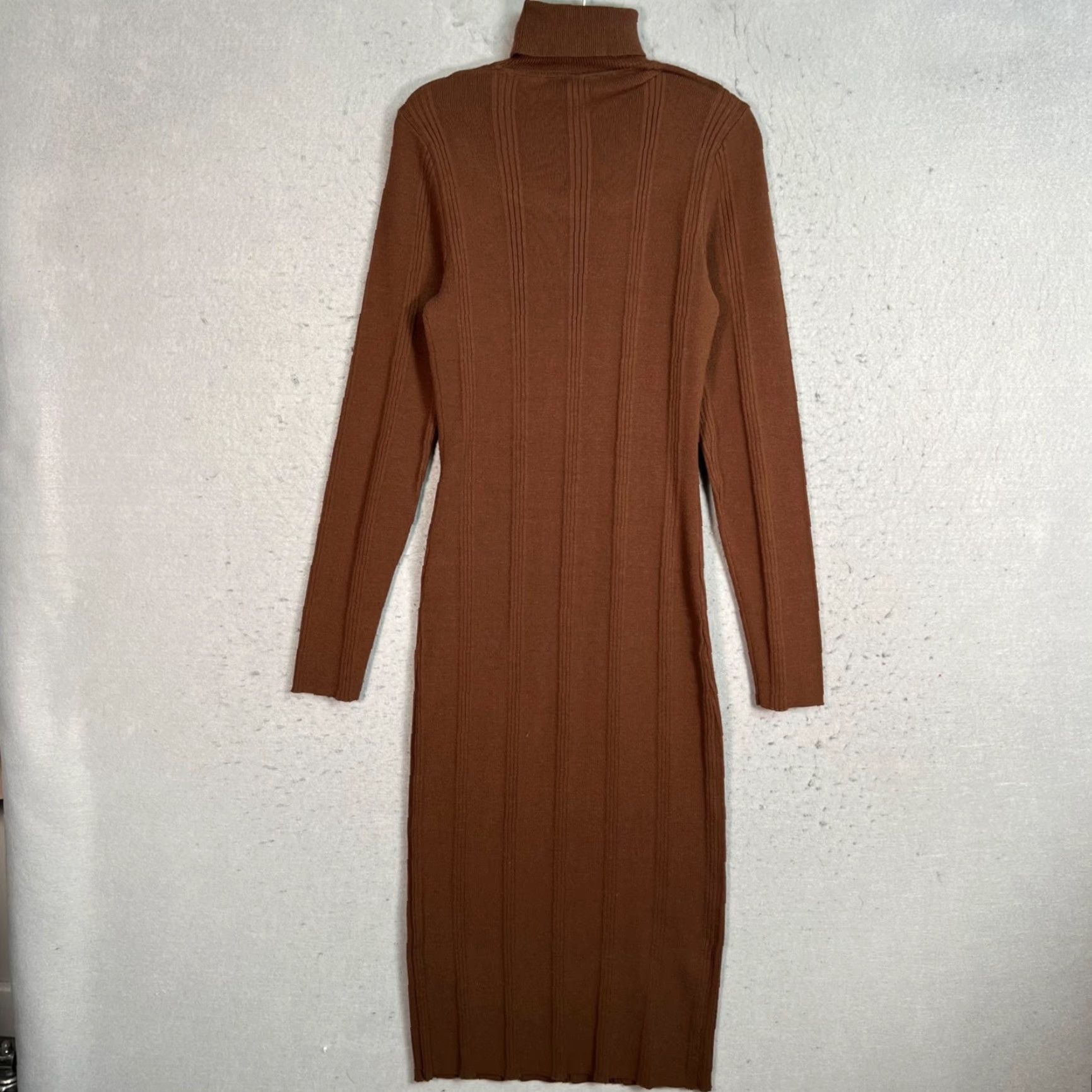 L'AGENCE L'AGENCE Brown Ribbed Turtleneck Sweater Dress Womens XS Size XS Long Sleeve Knit Bodycon Casual Pullover Vintage N/A Size XS / US 0-2 / IT 36-38 - 2 Thumbnail