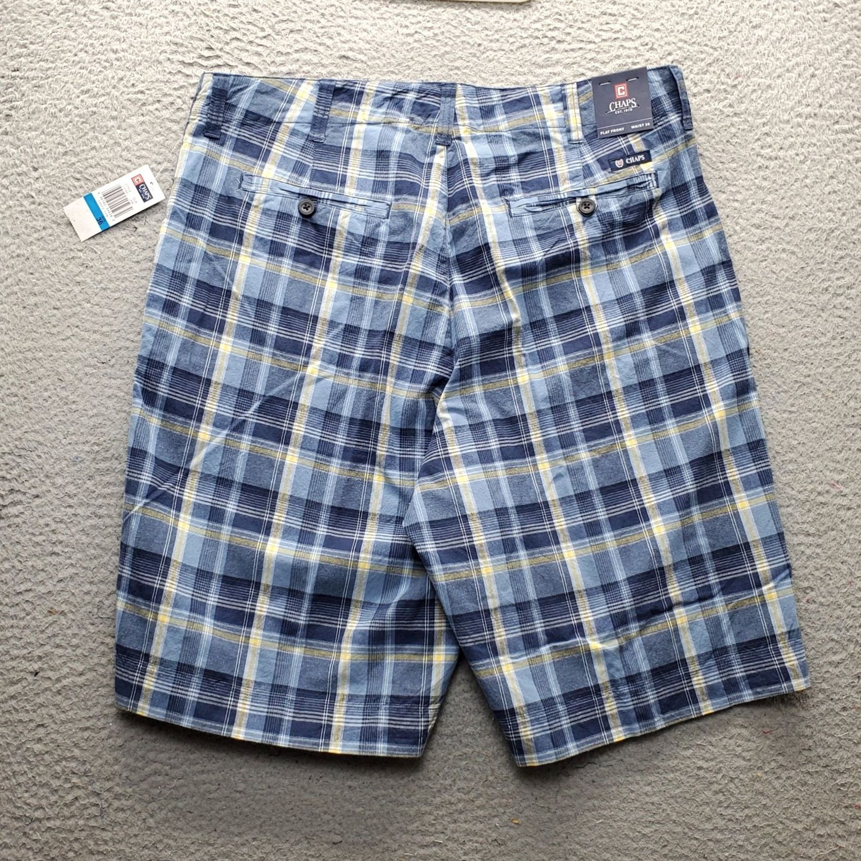 Chaps Chaps Mens Chino Shorts Plaid Multicolor Flat Front 36W Slash Pocket Size 36 Mens Shorts Size US 36 / EU 52 - 2 Thumbnail