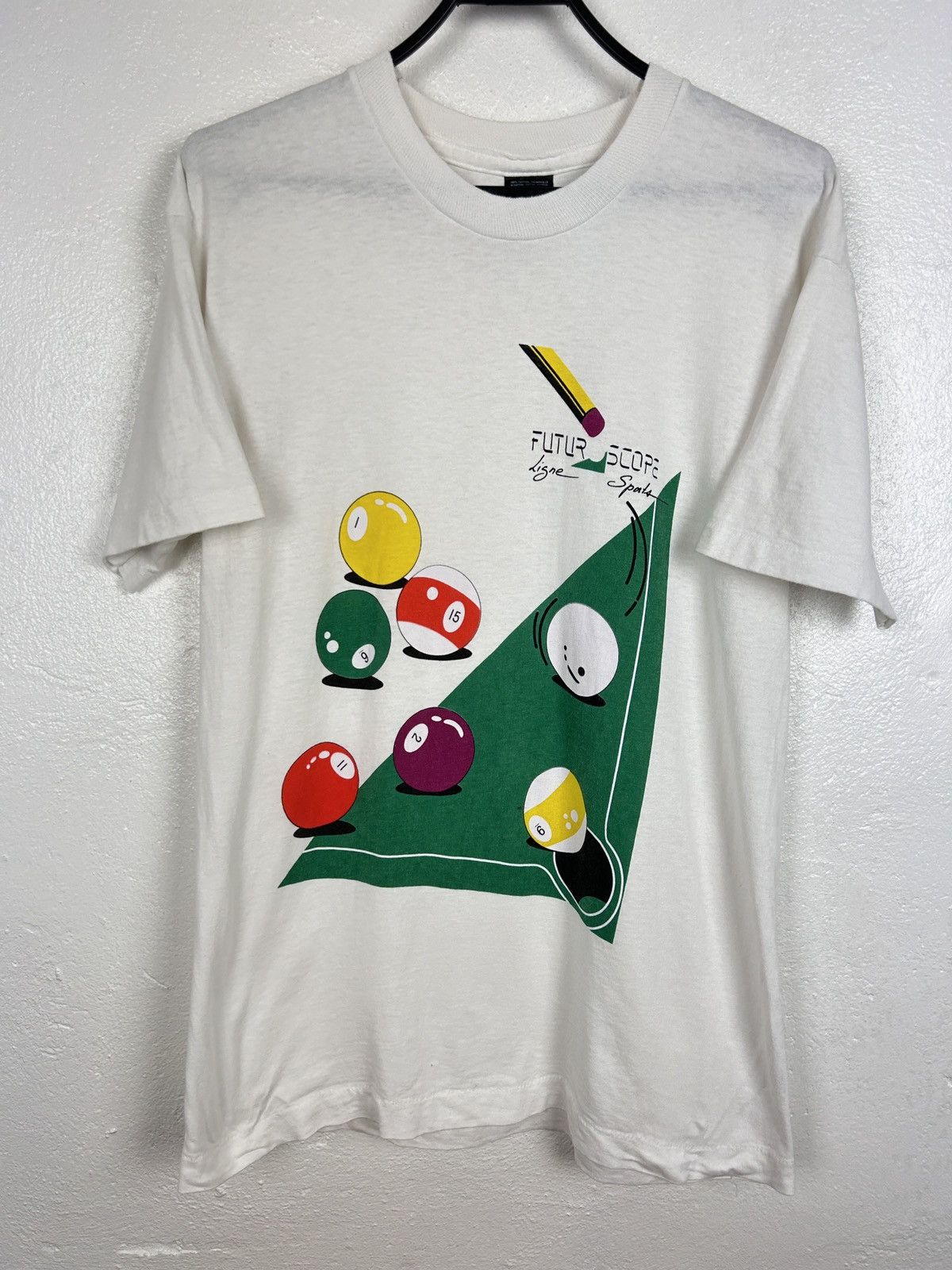 Vintage 90s Vintage Futuroscope Park 8 Ball Pool Single Stitch Tee Size US M / EU 48-50 / 2 - 1 Thumbnail