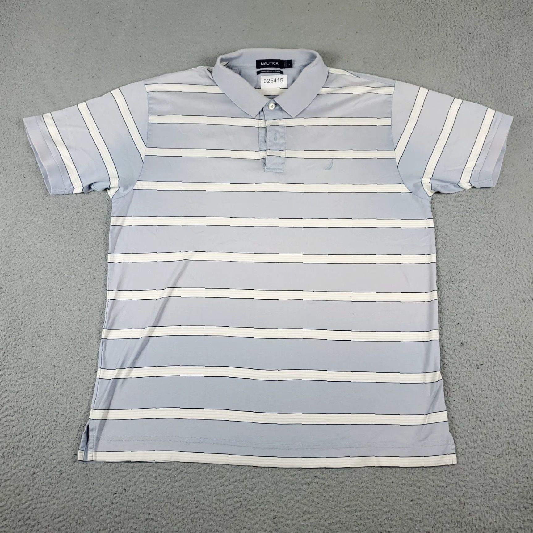 Nautica Nautica Polo Shirt Mens L Blue Striped Short Sleeve Casual Button-Front Cotton Blend Brand Logo Colorful Classic Preppy Sports Theme Mens Size US L / EU 52-54 / 3 - 3 Thumbnail