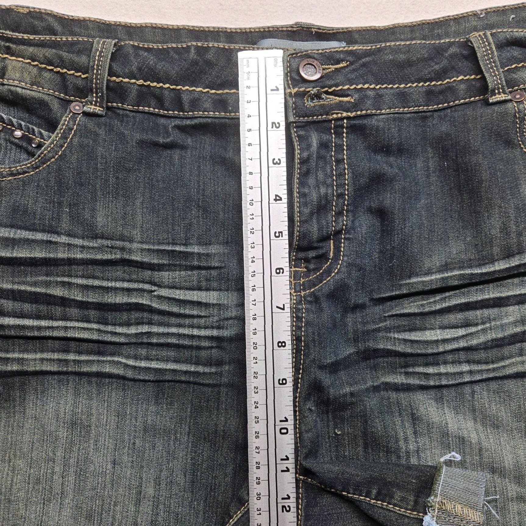 Denime 1st Kiss Denim Shorts Womens Size 24 High Rise Button Closure Blue Pant? Size 42" / US 20 - 6 Thumbnail