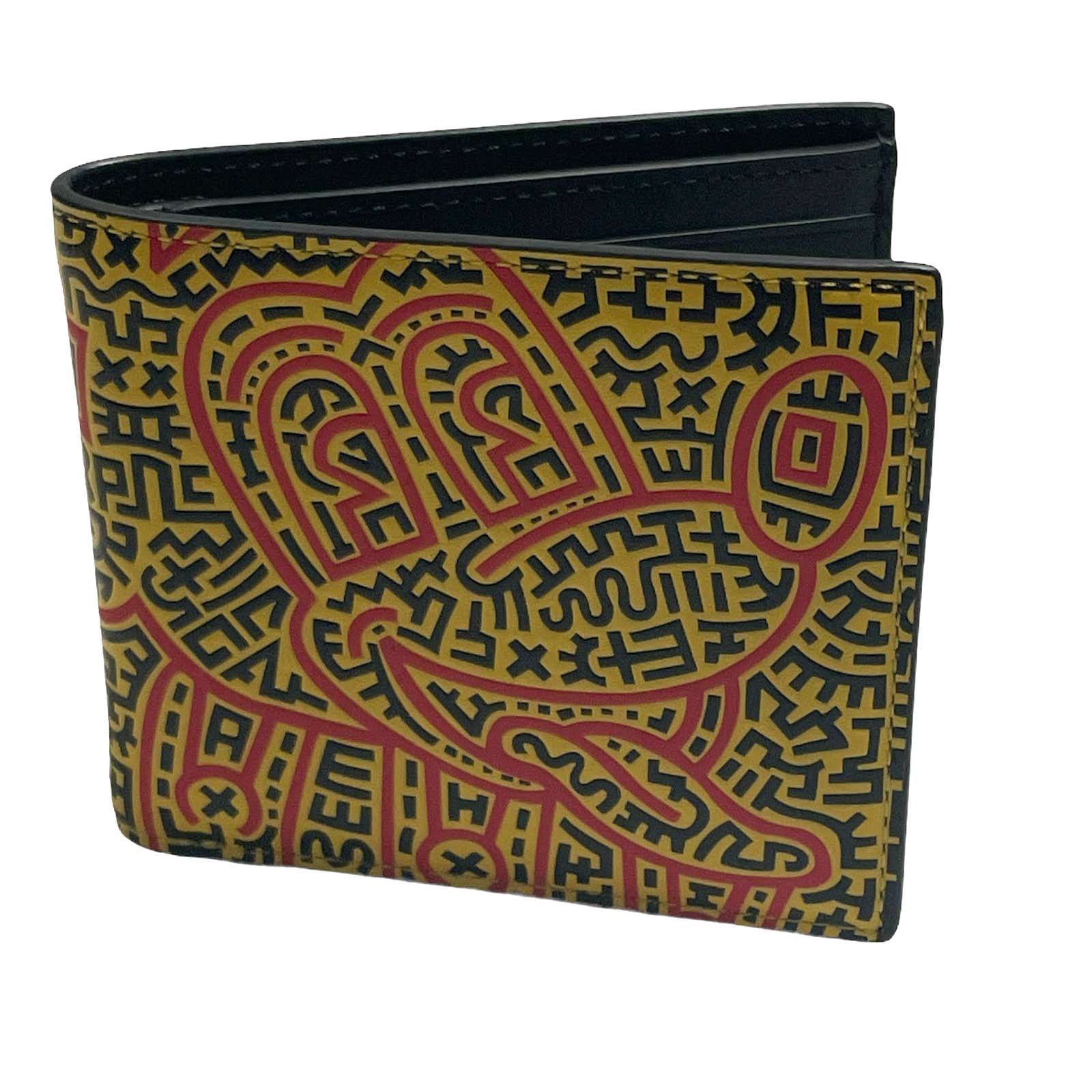 COACH Disney Mickey Mouse X deals Keith Haring Double Billfold Wallet