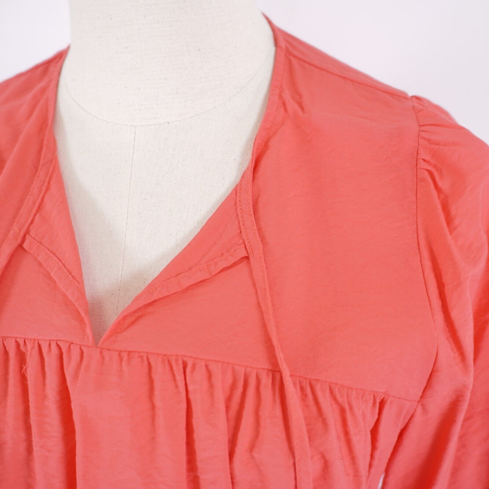 Designer A New Day XL Pink V-Neck Long Fitted Sleeve Blouse Rayon / N Size XL / US 12-14 / IT 48-50 - 2 Thumbnail